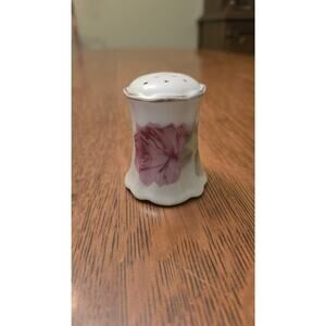 Vintage Austria Porcelain Salt Shaker Pink Rose Floral Gold Trim Cork